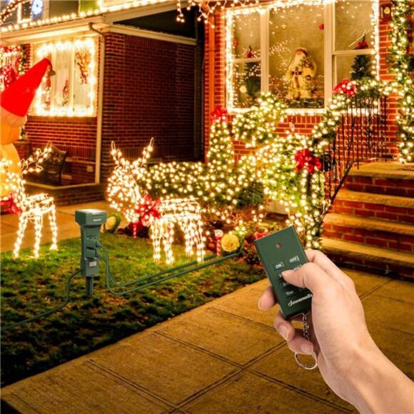 Outdoor Power Stake Timer Waterproof, 100FT Range Remote Control Outlet Timer - Picture 7 of 8